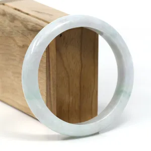 Baikalla™ "Classic" Genuine Jadeite Jade White-Green Bangle Bracelet (62.53mm) #T251