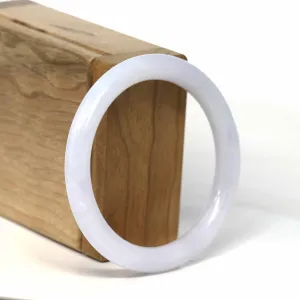 Baikalla™ "Petite" Genuine Jadeite Jade White-Lavender Bangle Bracelet (54.41 mm) #T366