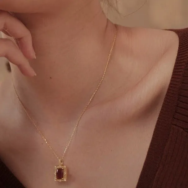 Baroque Ruby Necklace - Fatima (Solid Silver)
