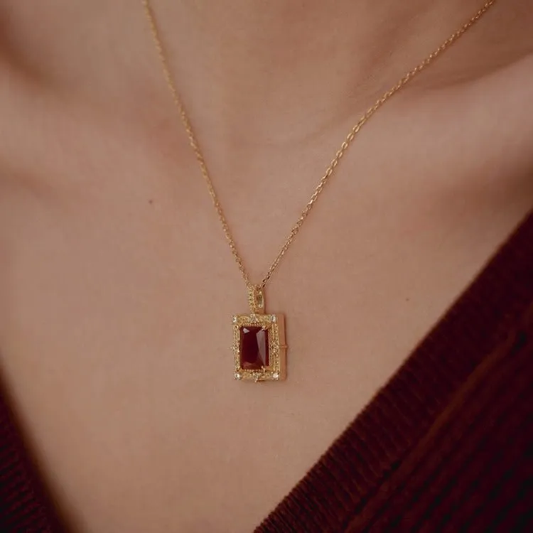 Baroque Ruby Necklace - Fatima (Solid Silver)