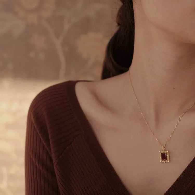 Baroque Ruby Necklace - Fatima (Solid Silver)