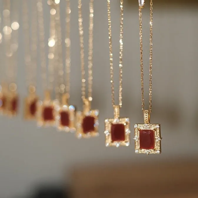 Baroque Ruby Necklace - Fatima (Solid Silver)