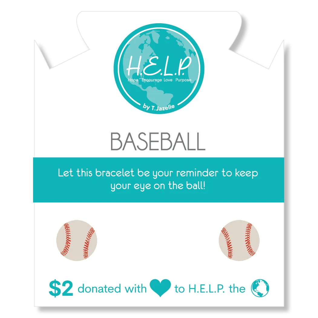 Baseball Charm with Blue Opal Jade Charity Bracelet