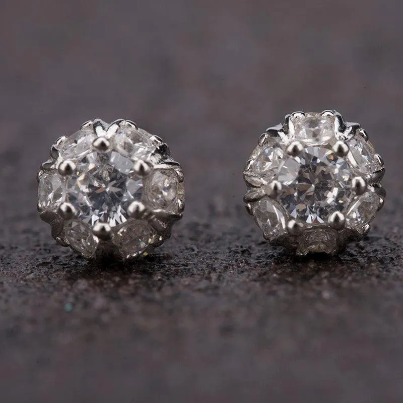Bezel Jewel Stud Earrings- 925 Silver