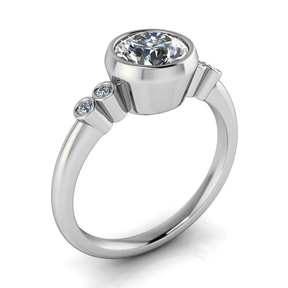 Bezel Set Moissanite or Lab Diamond Engagement Ring - Skylar