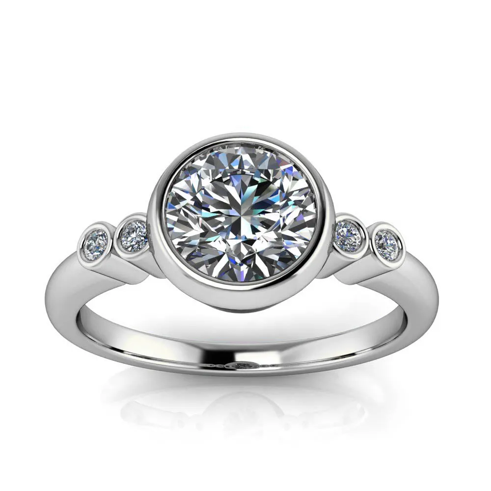 Bezel Set Moissanite or Lab Diamond Engagement Ring - Skylar