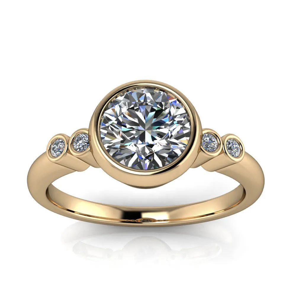 Bezel Set Moissanite or Lab Diamond Engagement Ring - Skylar