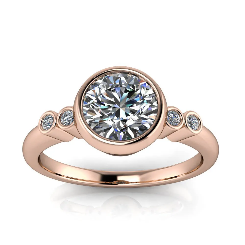 Bezel Set Moissanite or Lab Diamond Engagement Ring - Skylar