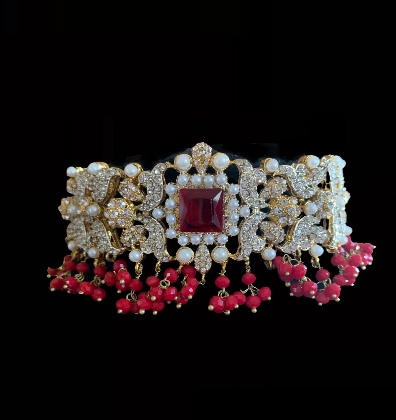 BR21 Anisa pakistani bridal set- ruby   (READY TO SHIP )