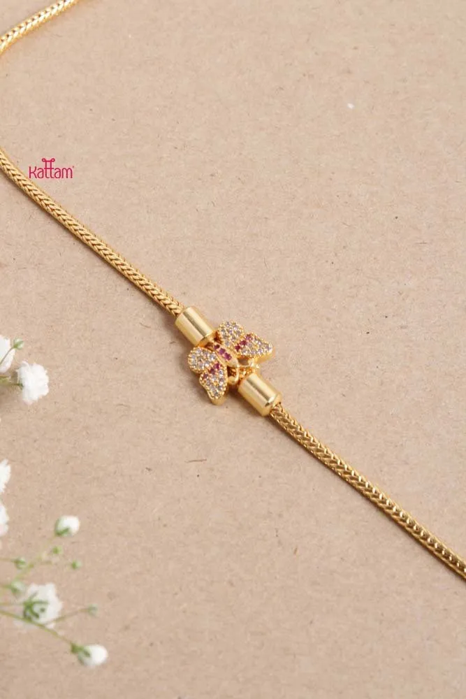 Butterfly White Ruby Stone Mogappu Chain