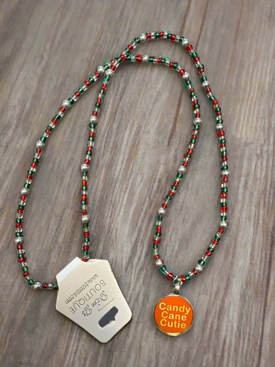 Candy Cane Cutie Beaded Necklace