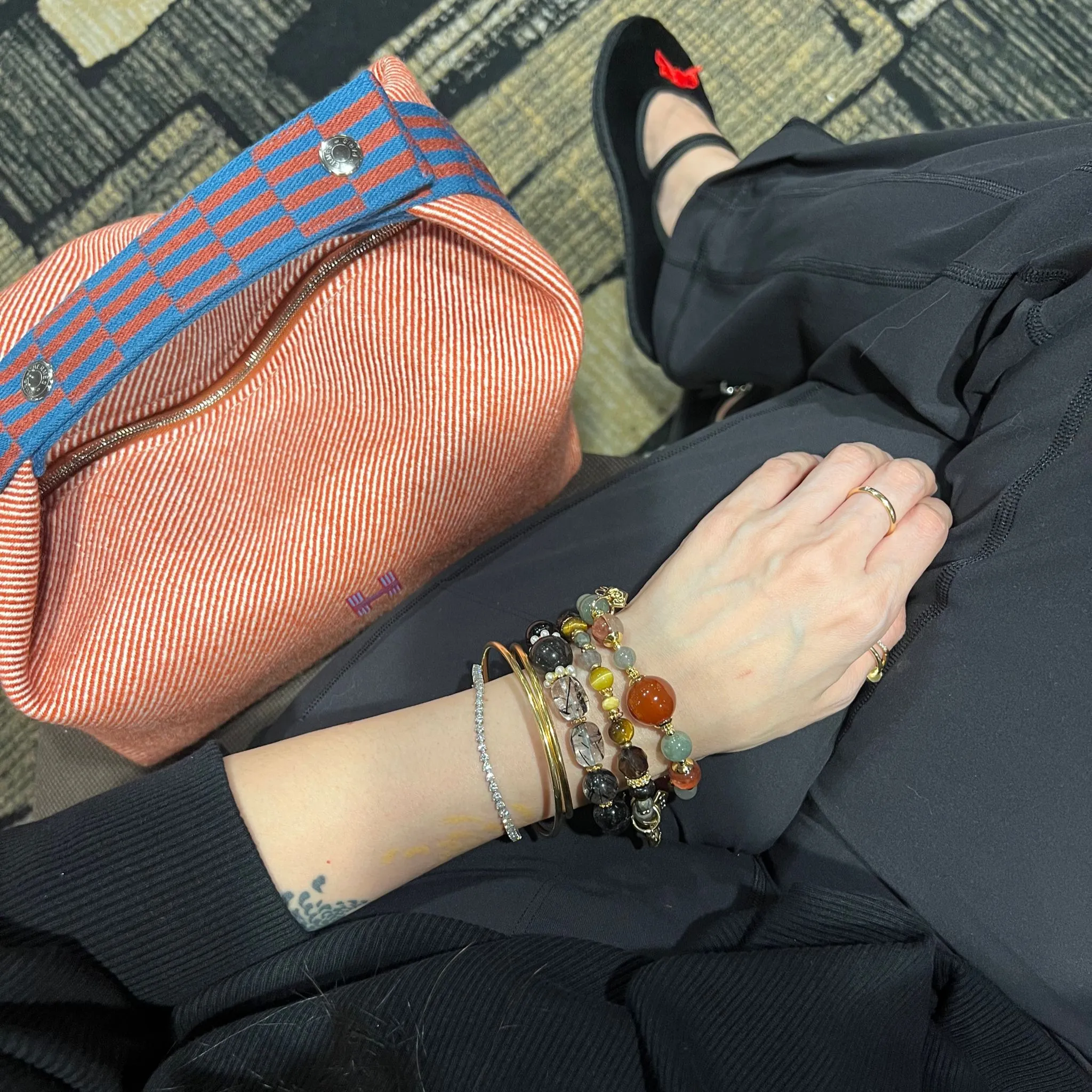 Carnelian, Red Hematoid & Olive Jade Bracelet GHW