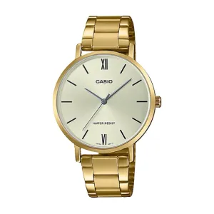 Casio Ladies' Analog Gold Stainless Steel Band Watch LTPVT01G-9B LTP-VT01G-9B