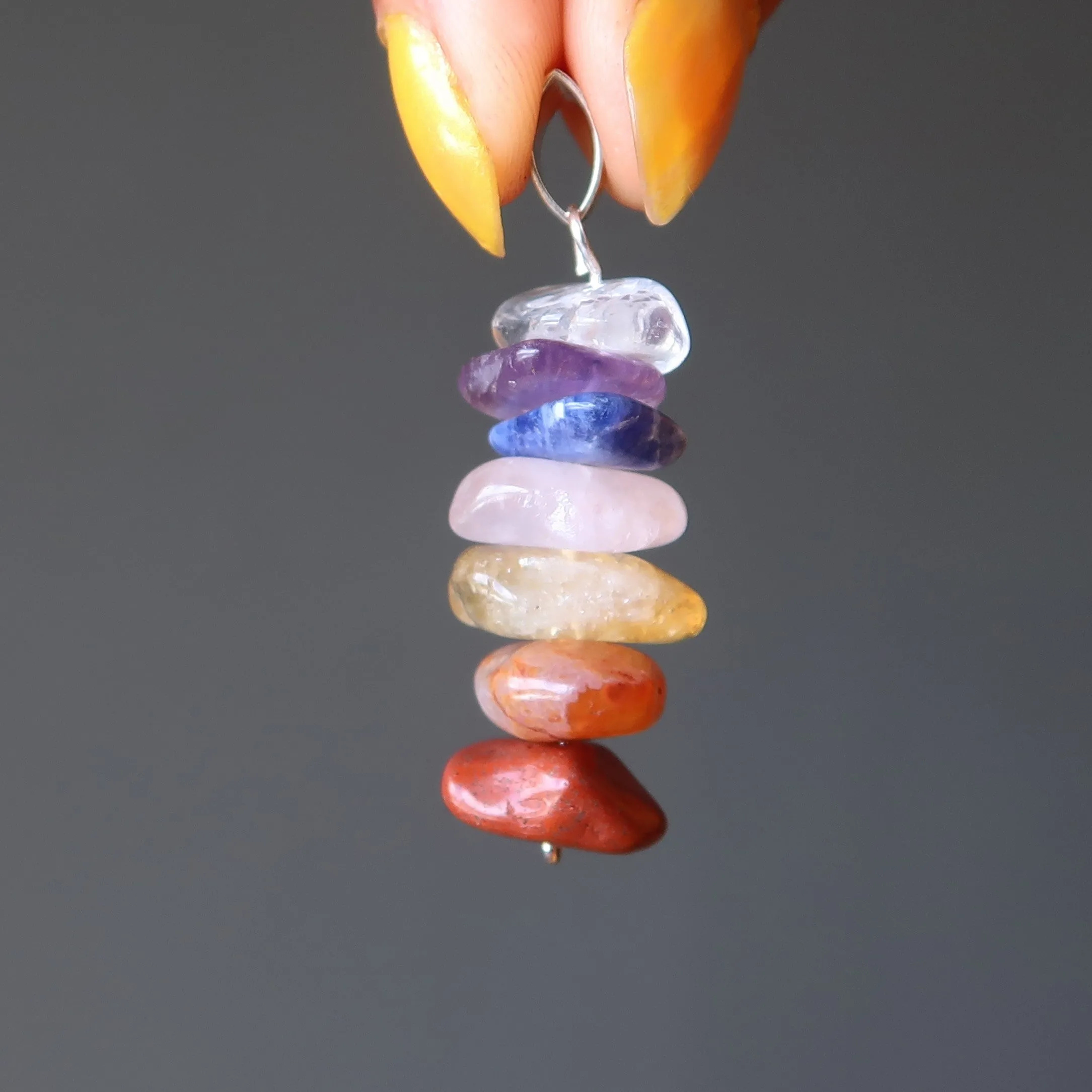 Chakra Pendant Rainbow Citrine Quartz Stacked Gem