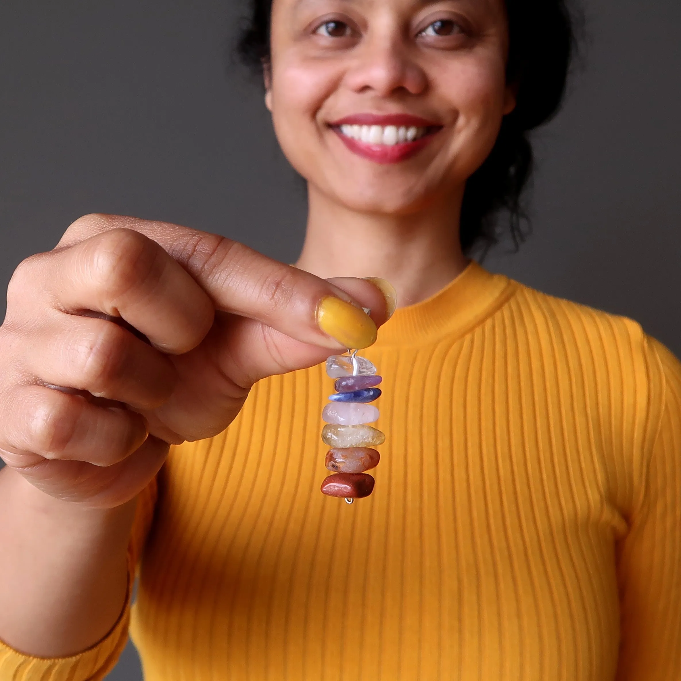 Chakra Pendant Rainbow Citrine Quartz Stacked Gem