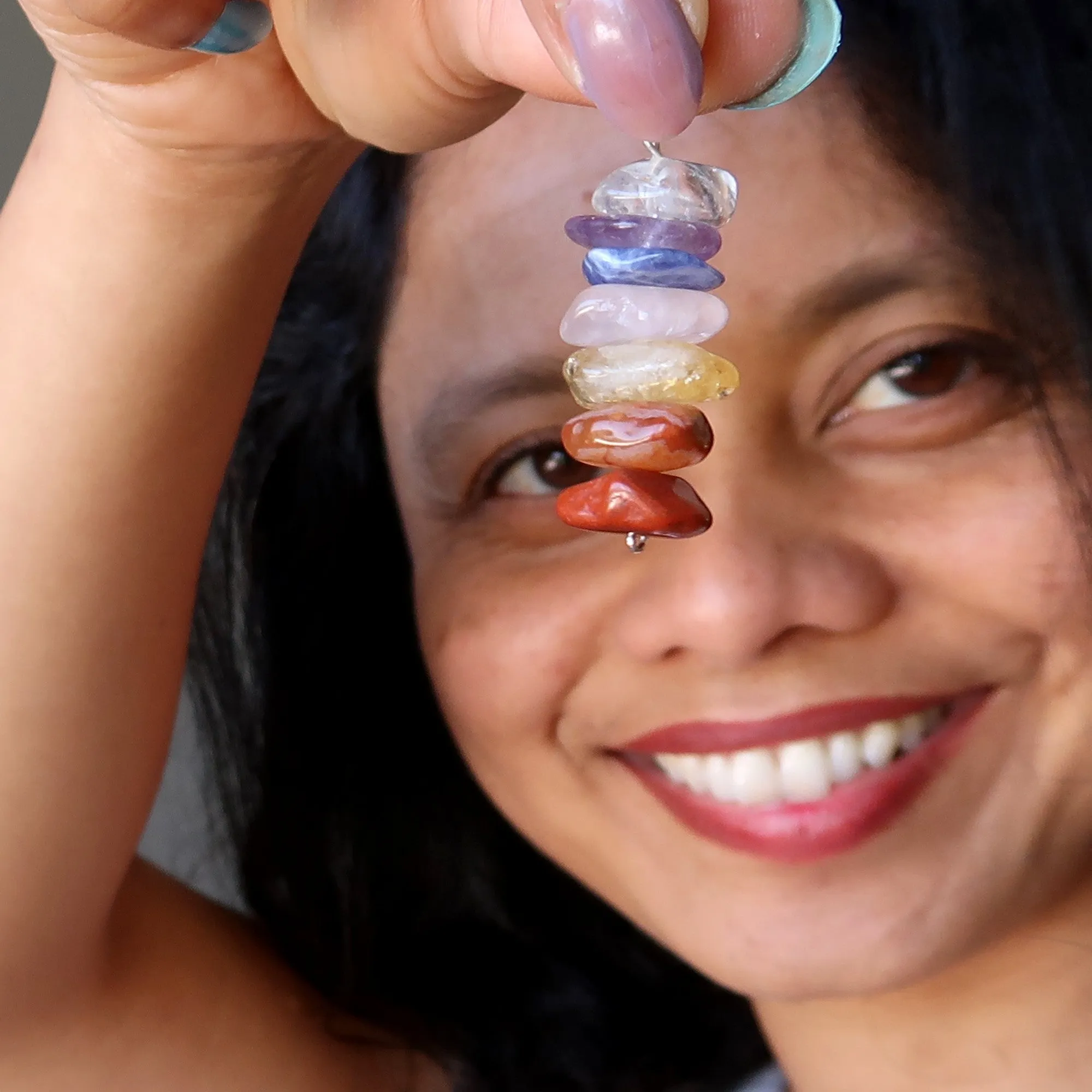 Chakra Pendant Rainbow Citrine Quartz Stacked Gem