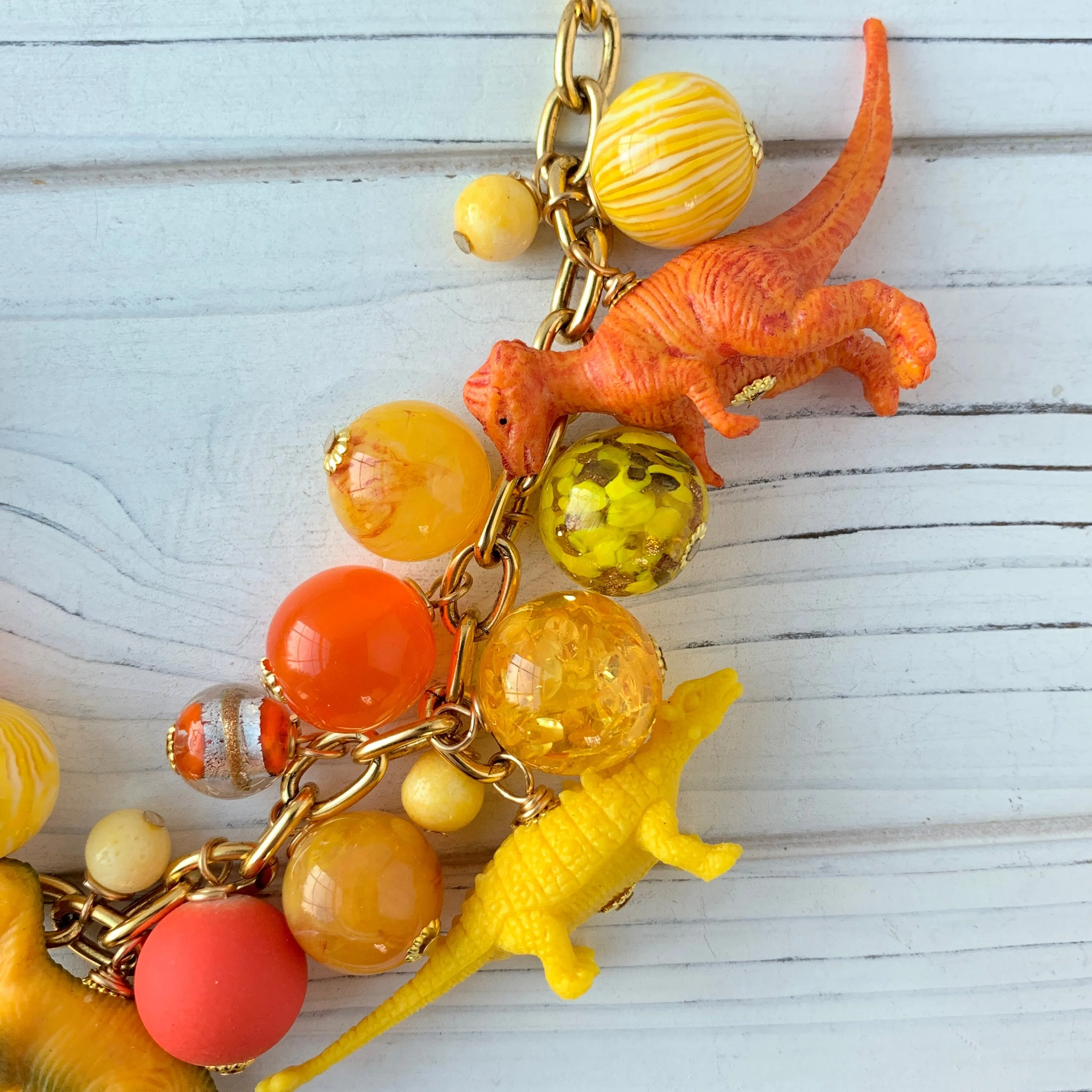 Citrine and Jasper Dinosaur Necklace