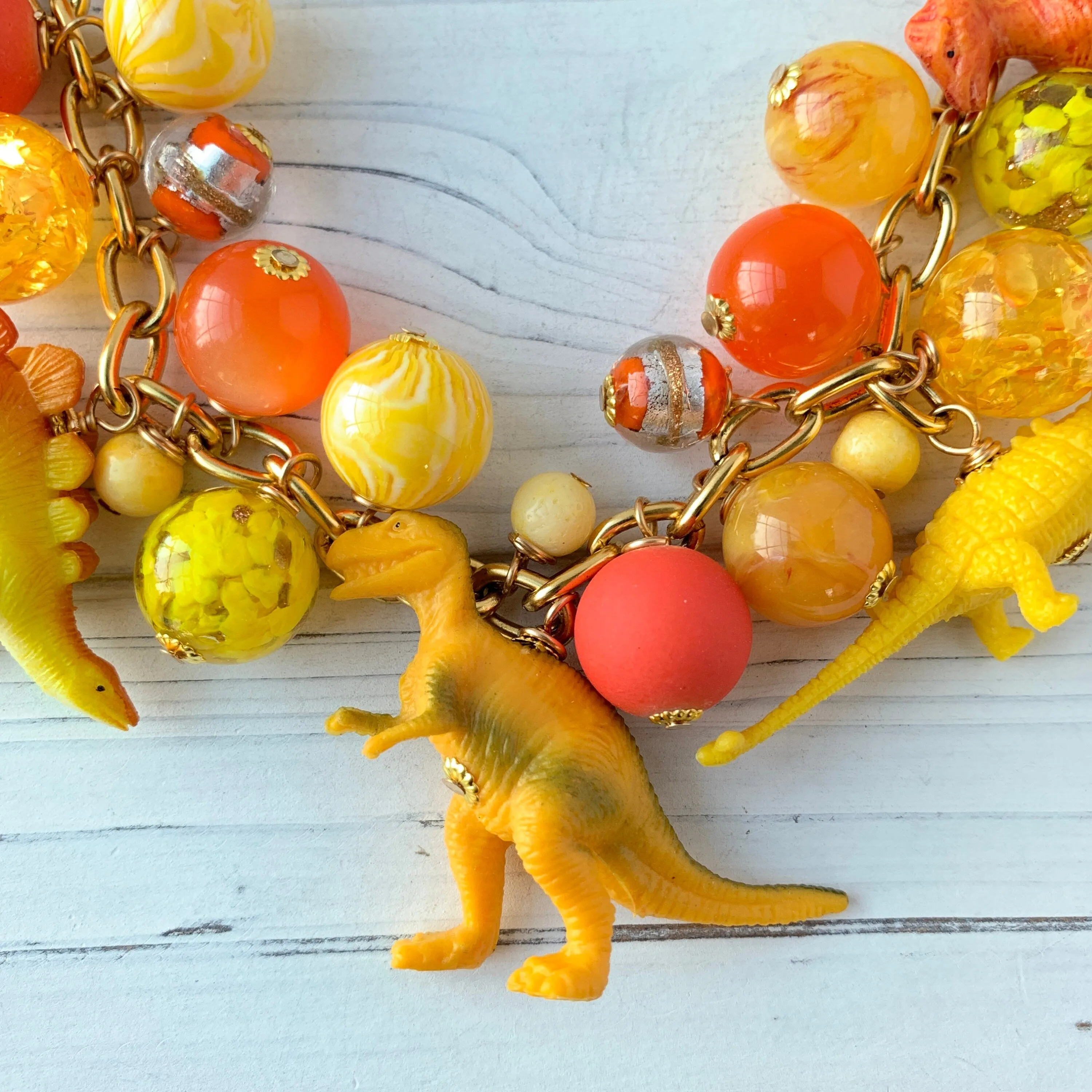 Citrine and Jasper Dinosaur Necklace