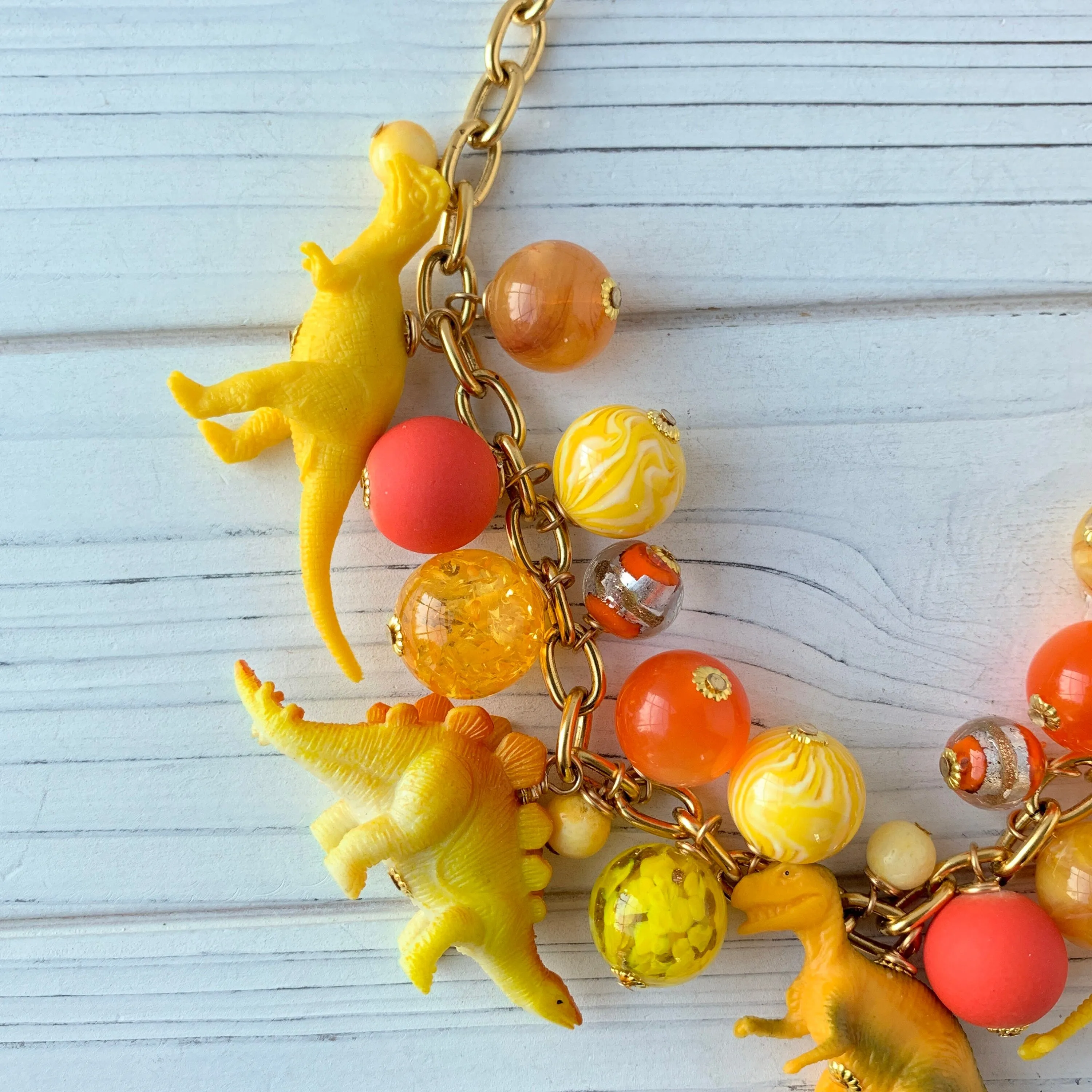 Citrine and Jasper Dinosaur Necklace