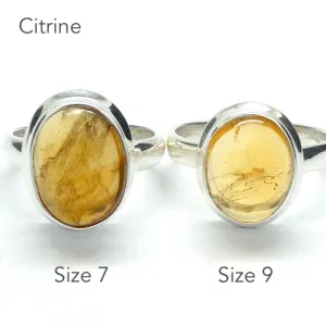 Citrine Ring Cabochon Oval, 925 Silver, US Size 7 or 9, r3