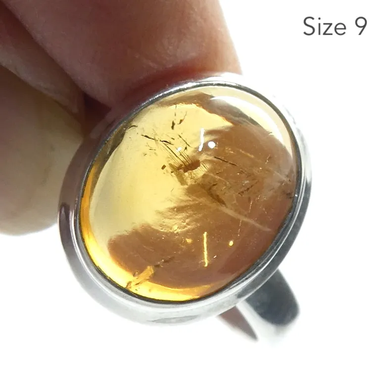 Citrine Ring Cabochon Oval, 925 Silver, US Size 7 or 9, r3