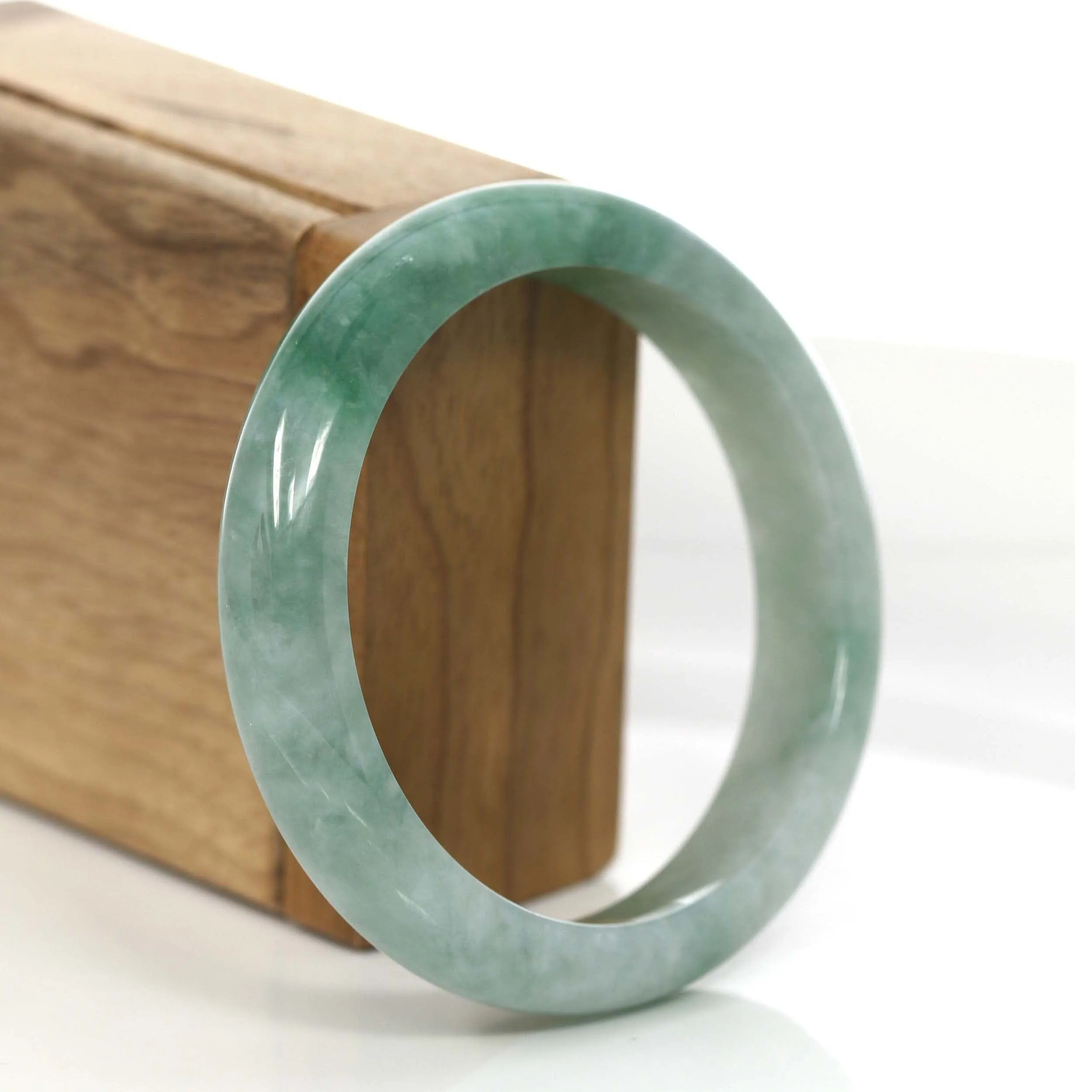Classic Blue- Green Natural Burmese Jadeite Jade Bangle (58.16 mm) #729