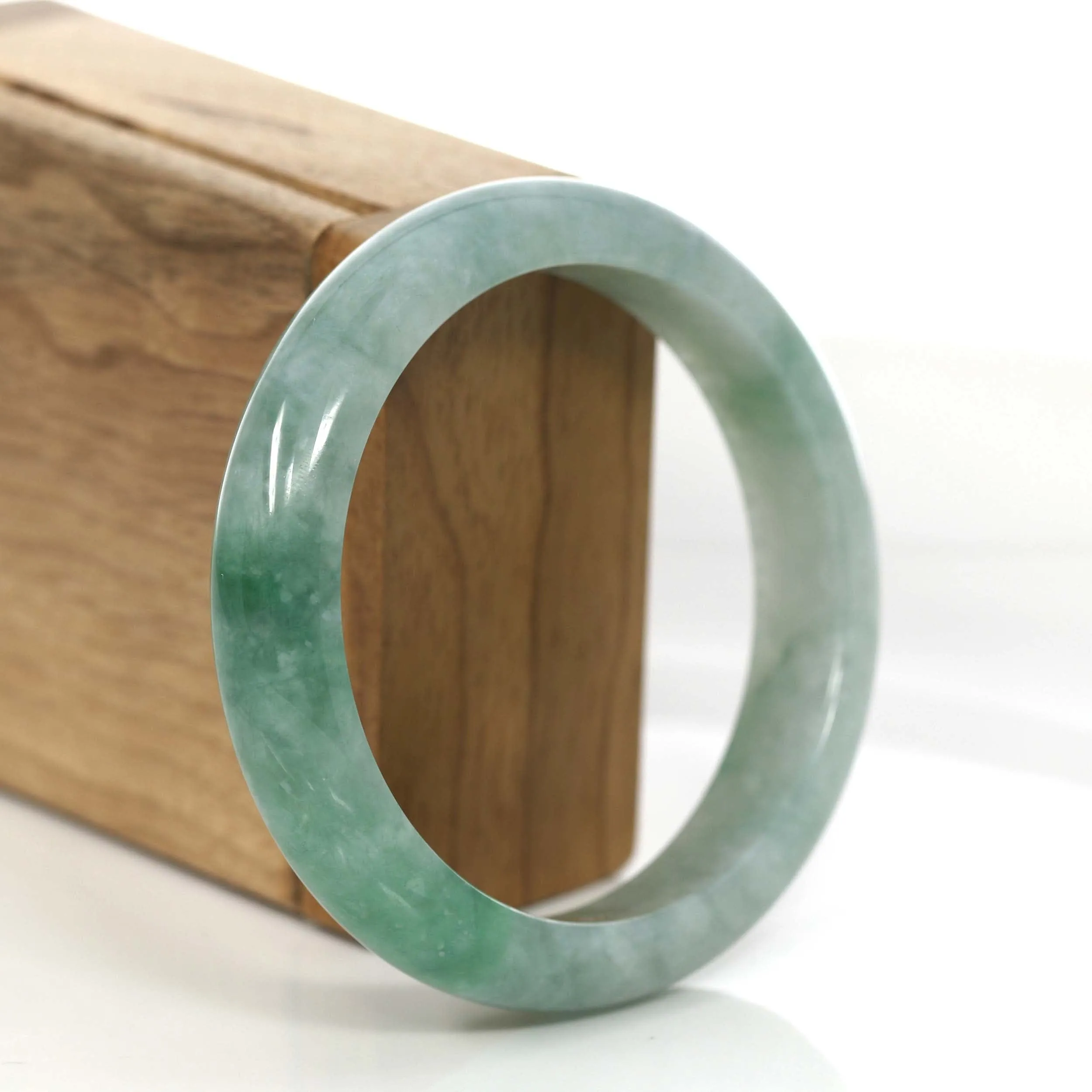 Classic Blue- Green Natural Burmese Jadeite Jade Bangle (58.16 mm) #729