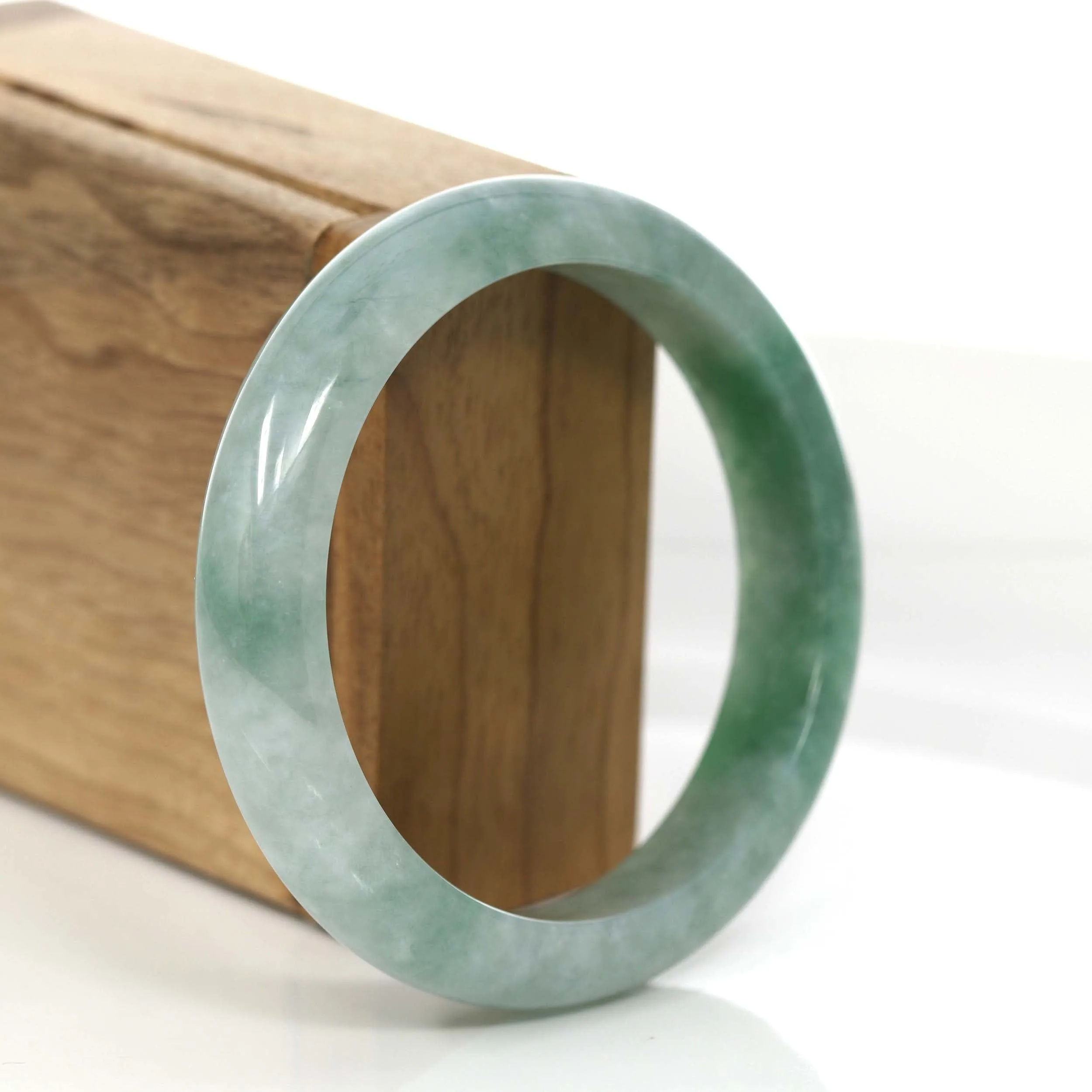 Classic Blue- Green Natural Burmese Jadeite Jade Bangle (58.16 mm) #729