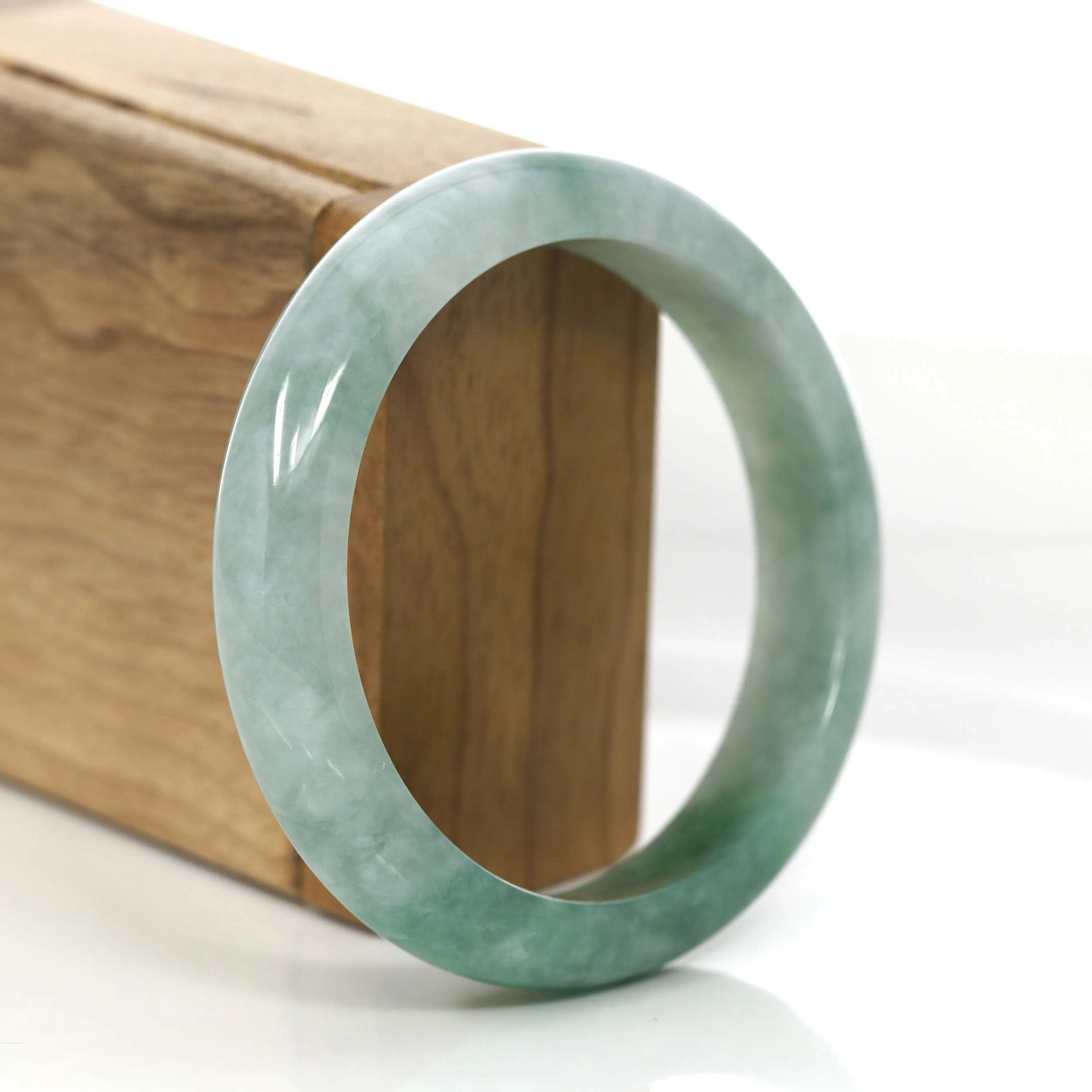 Classic Blue- Green Natural Burmese Jadeite Jade Bangle (58.16 mm) #729