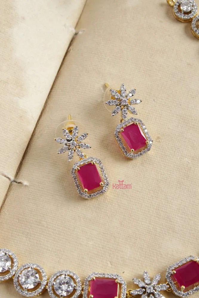 Classy Ruby Stone Round Choker Set
