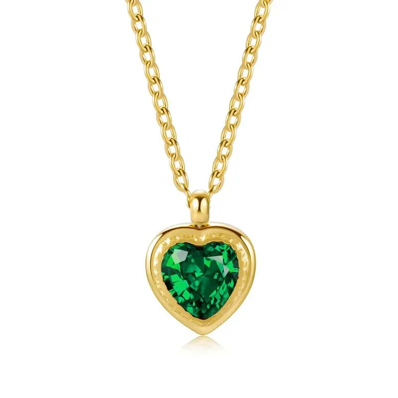 Colorful Gems Heart Stone Necklaces Collection