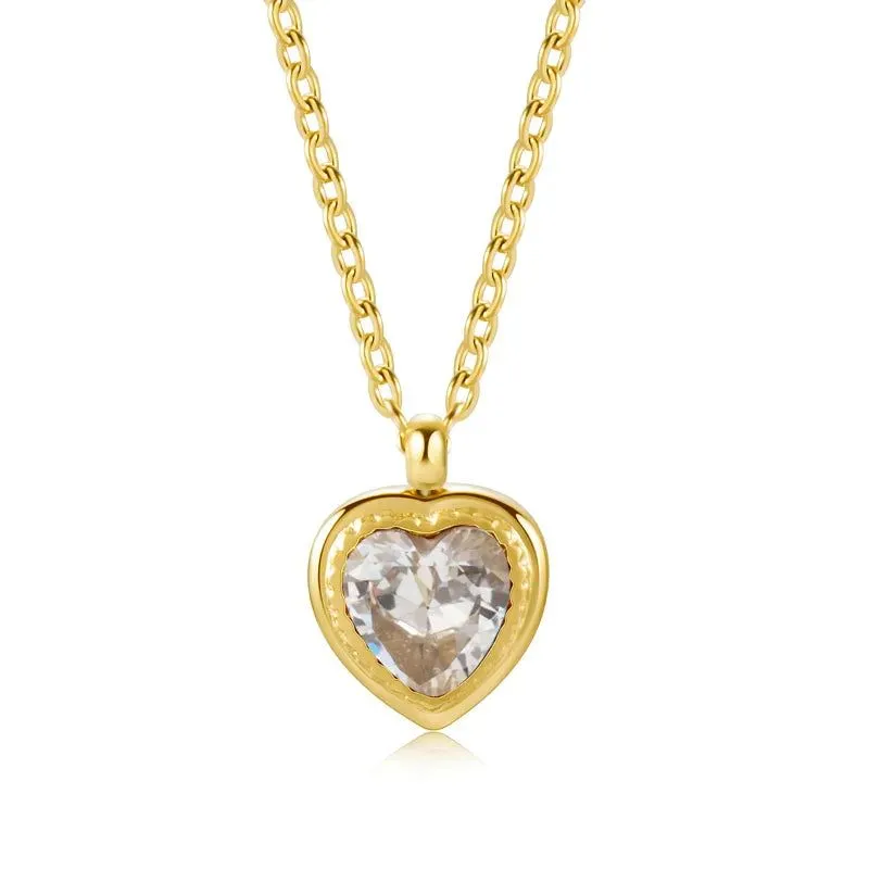 Colorful Gems Heart Stone Necklaces Collection