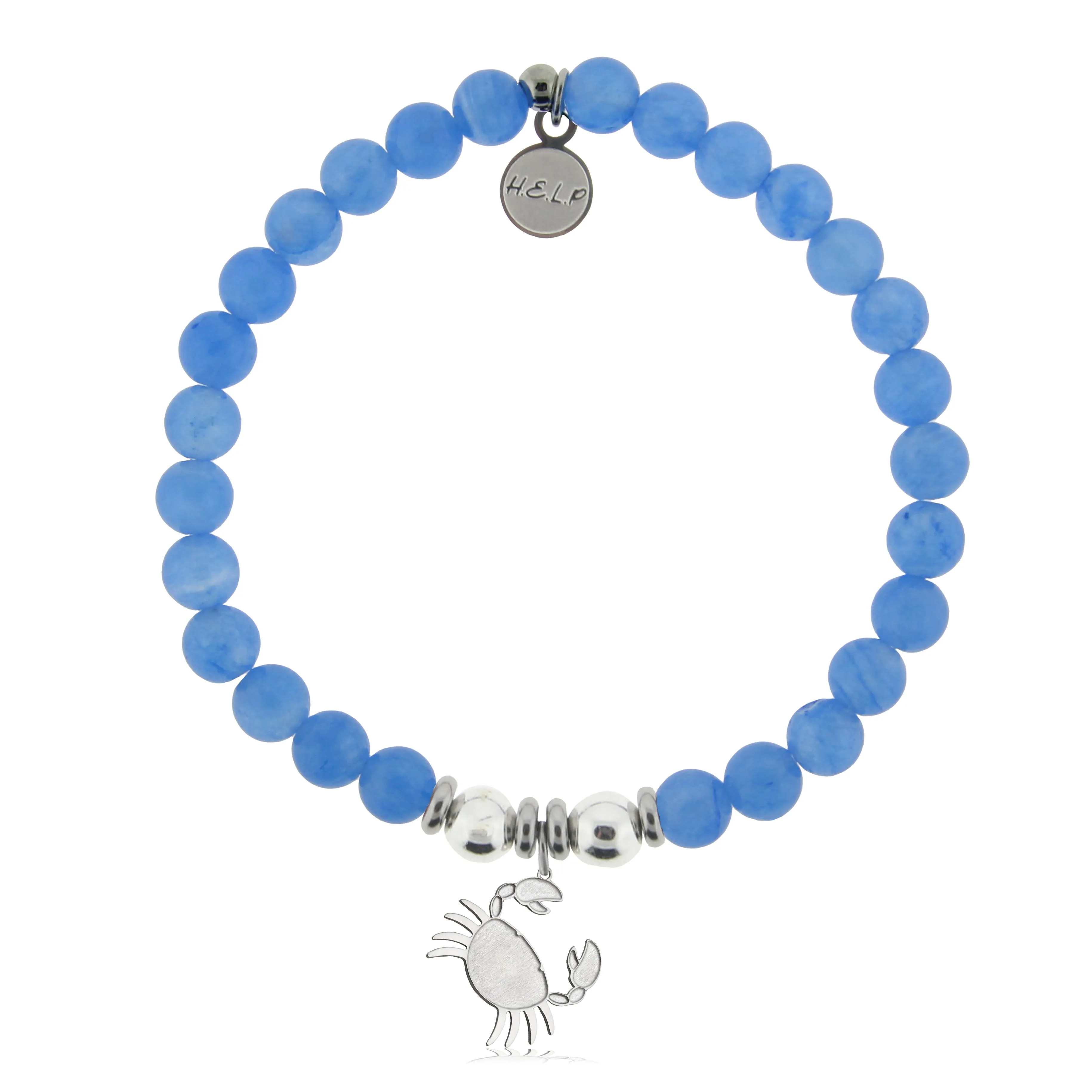 Crab Charm with Azure Blue Jade Charity Bracelet