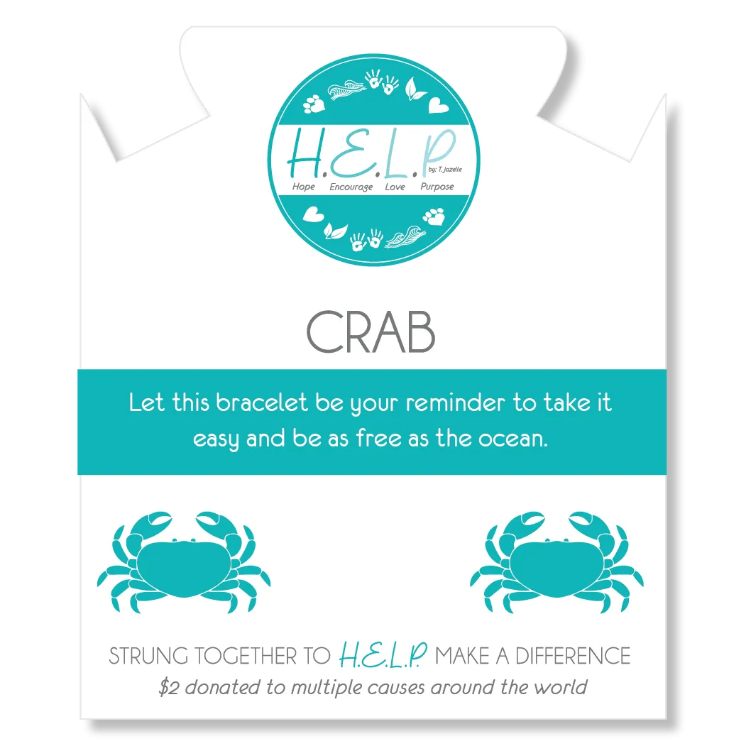 Crab Charm with Azure Blue Jade Charity Bracelet
