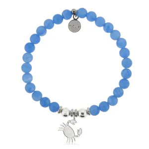 Crab Charm with Azure Blue Jade Charity Bracelet
