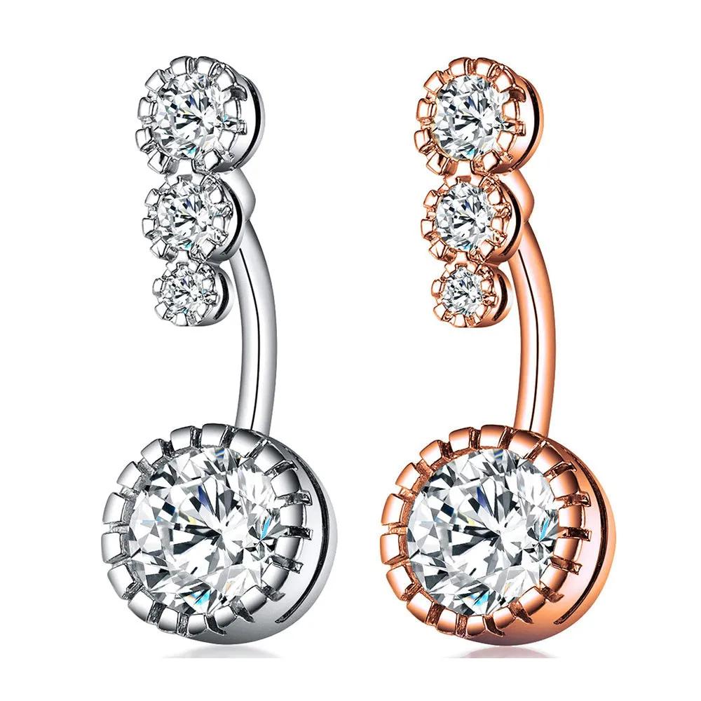 Crystal Belly Button Rings Navel Ring  Zircon Drop Dangle Body Belly Piercing Jewelry for Women Beach Belly Navel Rings