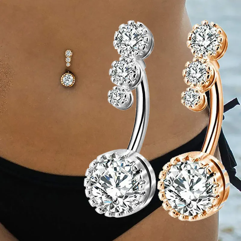 Crystal Belly Button Rings Navel Ring  Zircon Drop Dangle Body Belly Piercing Jewelry for Women Beach Belly Navel Rings