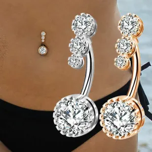 Crystal Belly Button Rings Navel Ring  Zircon Drop Dangle Body Belly Piercing Jewelry for Women Beach Belly Navel Rings
