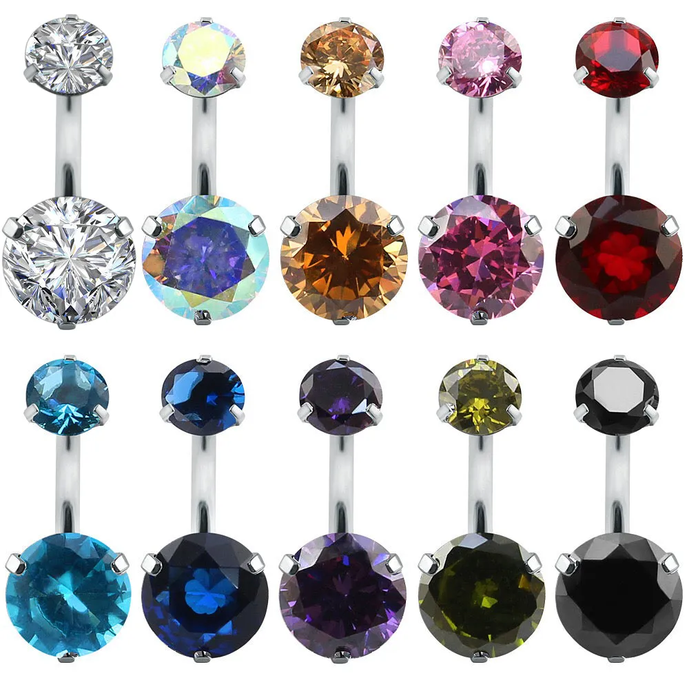 Crystal Belly Button Rings Navel Ring  Zircon Drop Dangle Body Belly Piercing Jewelry for Women Beach Belly Navel Rings