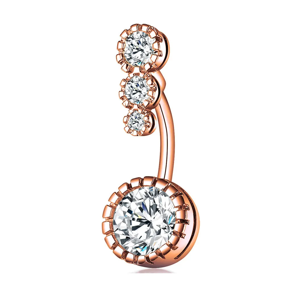 Crystal Belly Button Rings Navel Ring  Zircon Drop Dangle Body Belly Piercing Jewelry for Women Beach Belly Navel Rings