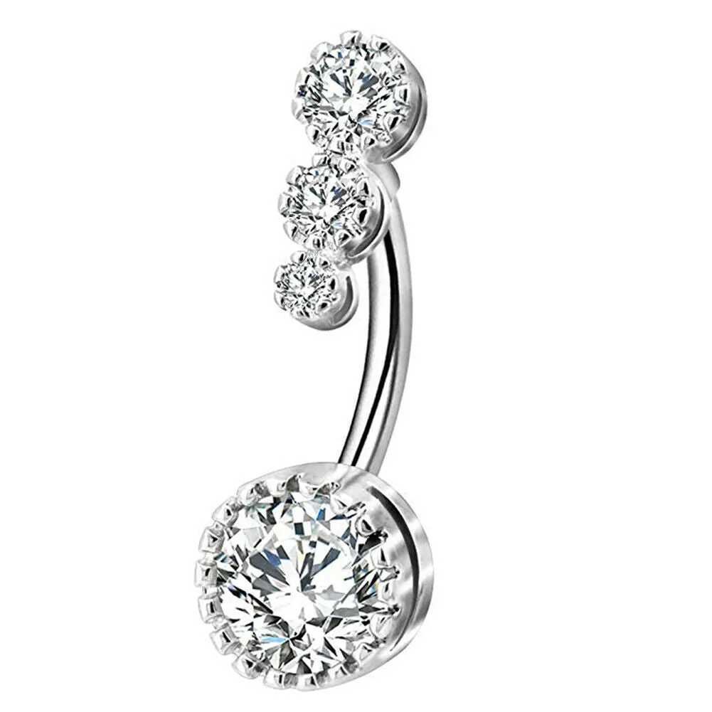 Crystal Belly Button Rings Navel Ring  Zircon Drop Dangle Body Belly Piercing Jewelry for Women Beach Belly Navel Rings