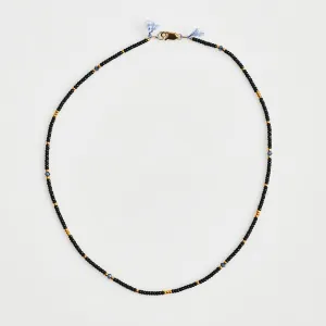 Crystal Black & Gold Fine Bead Necklace