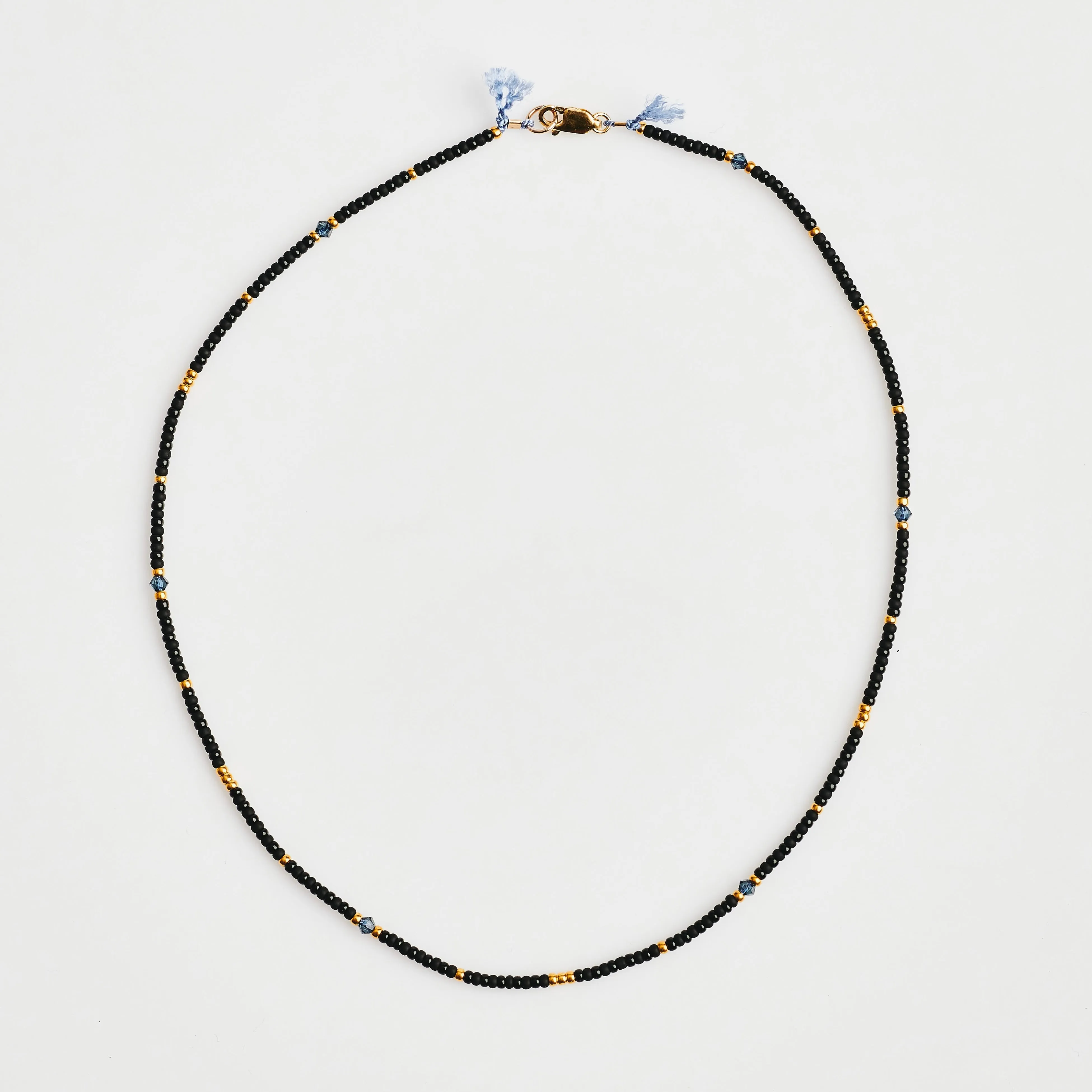 Crystal Black & Gold Fine Bead Necklace