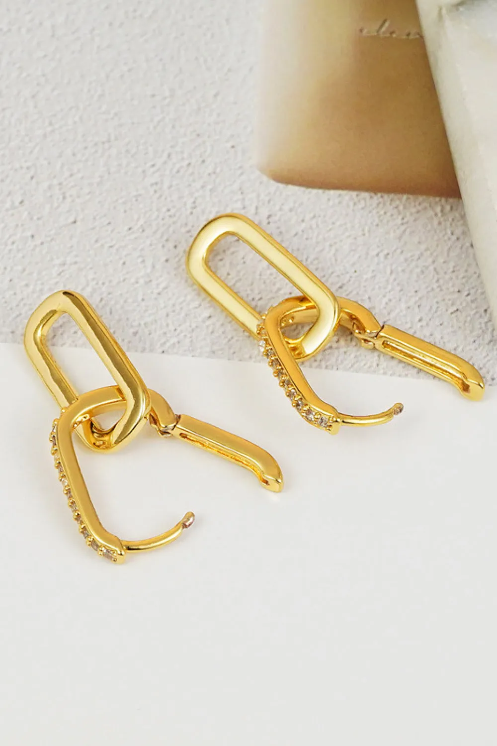 CUBIC ZIRCONIA LINK EARRINGS