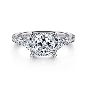 Cushion Cut Three Stone Diamond Engagement Ring Mounting