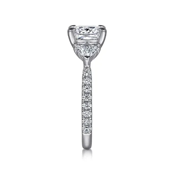 Cushion Cut Three Stone Diamond Engagement Ring Mounting