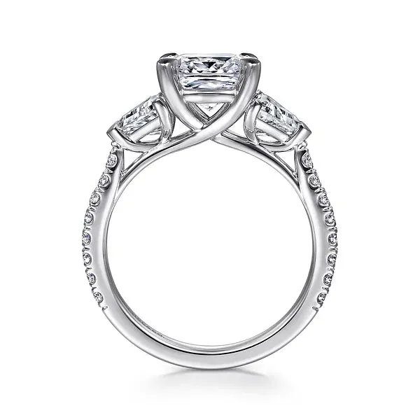 Cushion Cut Three Stone Diamond Engagement Ring Mounting