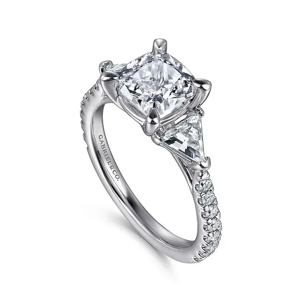 Cushion Cut Three Stone Diamond Engagement Ring Mounting