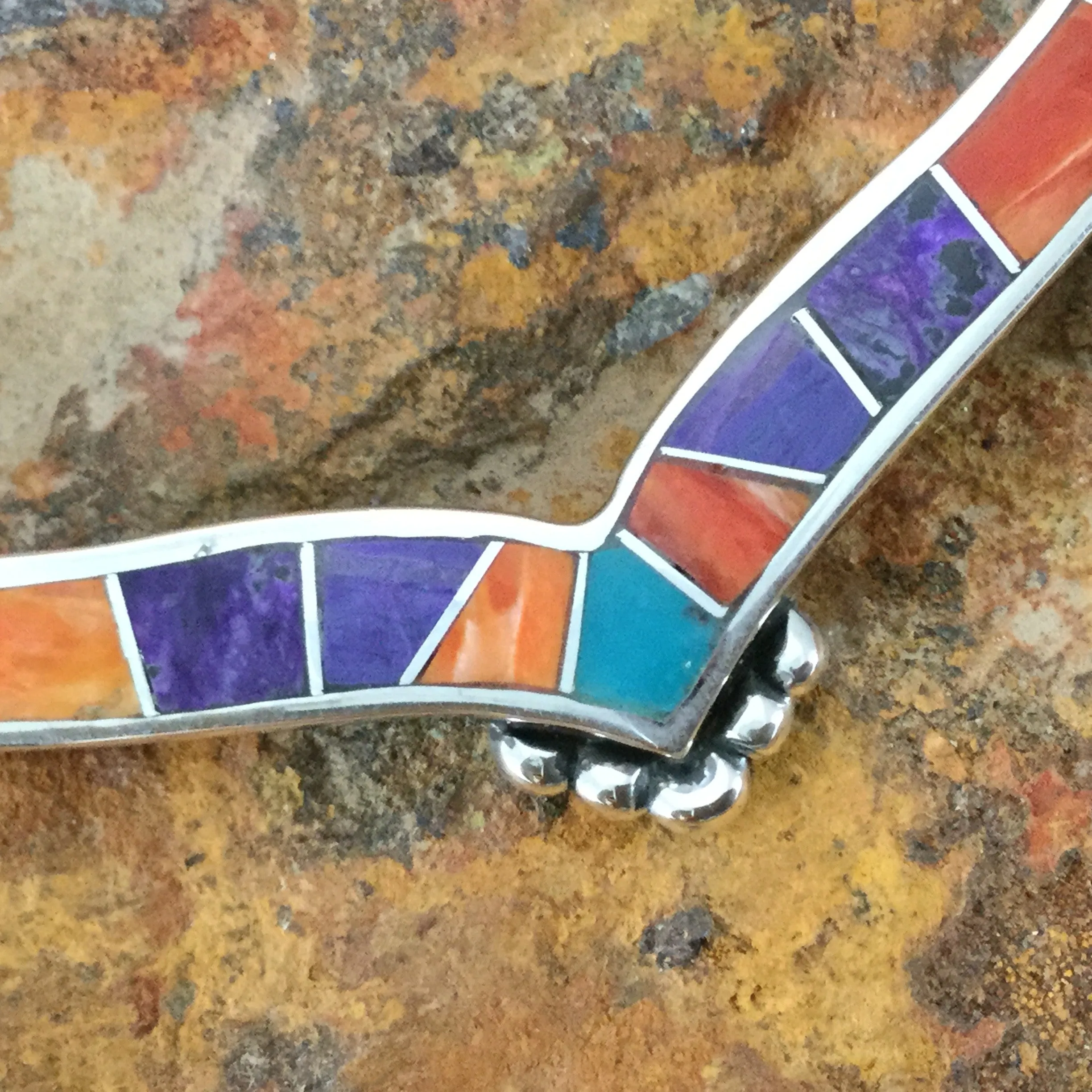 David Rosales Morenci Sunset Inlaid Sterling Silver Necklace