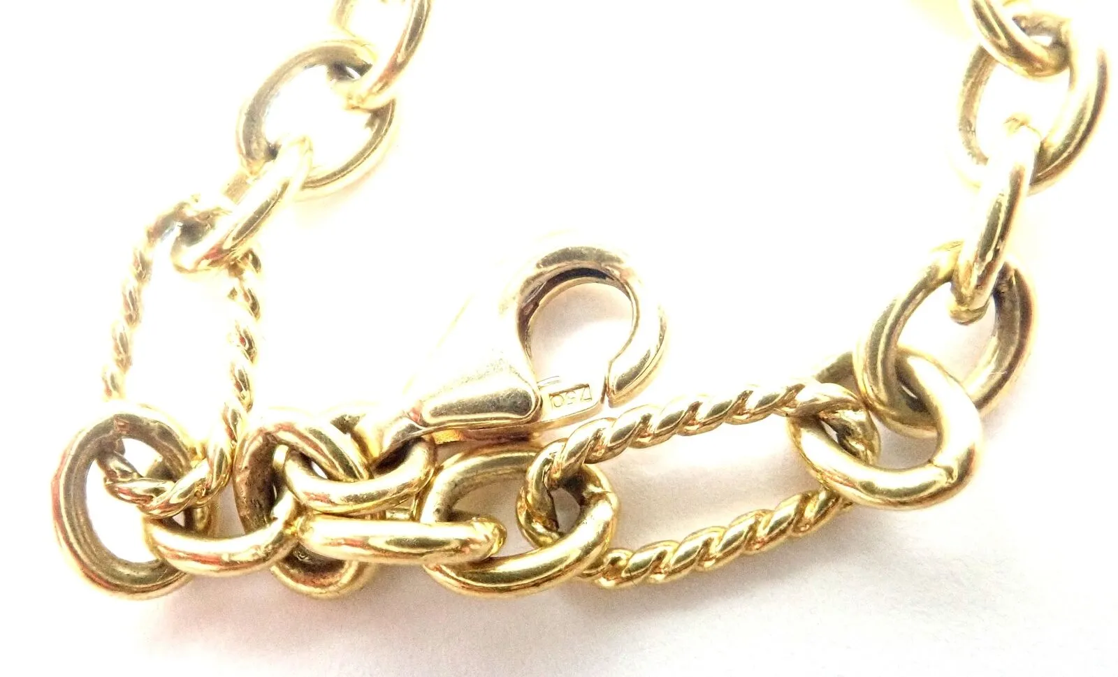 David Yurman 18k Yellow Gold Citrine Figaro Link 40" Long Chain Necklace